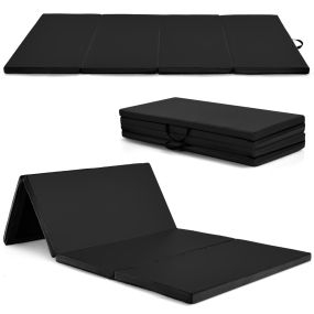 Colchoneta de gimnasia antideslizante plegable para yoga y fitness 240 x 116 x 5 cm negro