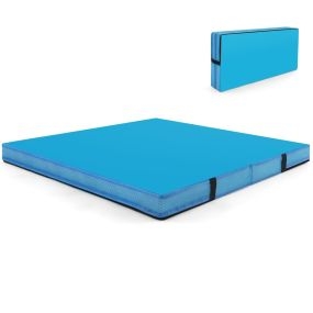 Colchoneta de Gimnasia Plegable 122 cm x 122 cm x 10 cm con Funda de Cuero Artificial y Asas de Transporte Esterilla de Ejercicios Azul