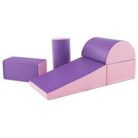 Juego de Espuma Suave de 5 Piezas para Escalar y Gatear para para el Desarrollo Infantil Morado y Rosa