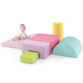 Equipo con 6 Piezas de Diferentes Formas para Jugar y Escalar para Desarrollo Motricidad de los Niños Multicolor-Rojo