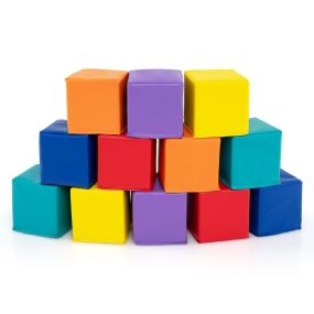 12 PIEZAS Bloques de Construcción de Espuma Cubos Suaves de Escalada de 14 x 14 cm en Colores para Niños Juego de Apilamiento Multicolor
