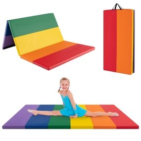Esterilla de Gimnasia Plegable Triple para Niños con Asas de Transporte para Entrenamiento Aeróbico Yoga 180 x 120 x 4 cm Multicolor
