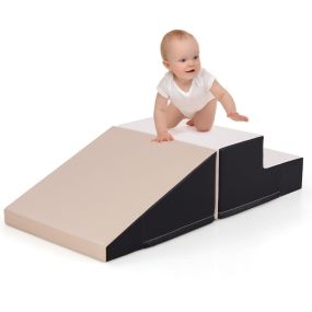 Juego Escalador y Tobogán 2 Piezas para Bebés y Niños Pequeños Juguete Suave para Gatear y Escalar Bloques de Espuma en Interior Gris