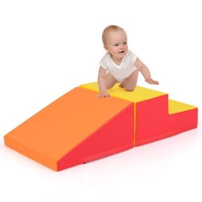 Juego Escalador y Tobogán 2 Piezas para Bebés y Niños Pequeños Juguete Suave para Gatear y Escalar Bloques de Espuma en Interior Amarillo