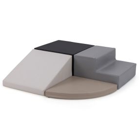 Juego de Bloques de Espuma 4 Piezas con Velcro para Escalar y Gatear para Bebés Estructuras de Bloques Suaves Juego Activo Negro