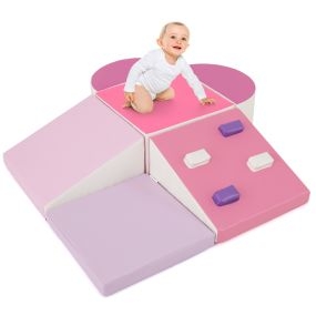 Juego de 6 Bloques de Espuma para Niños con Velcro Set de Escalada Suave Ligero para Interior para Escalar Trepar para Bebés Rosa
