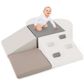 Juego de 6 Bloques de Espuma para Niños con Velcro Set de Escalada Suave Ligero para Interior para Escalar Trepar para Bebés Blanco