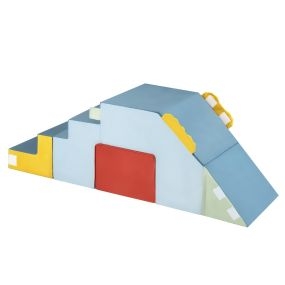 Escalador Bebé con Tobogán Bloques Espuma y Set Convertible Mesa-Silla para Niños 12+ Meses Azul y Rojo y Amarillo