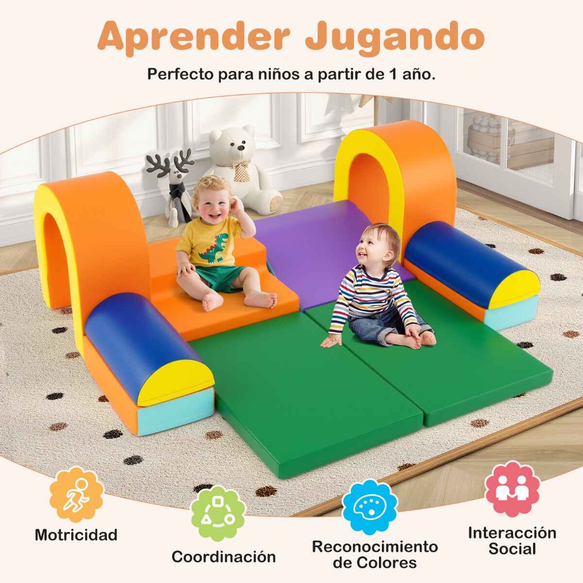 Bloques de Escalada de Espuma de 10 Piezas Gimnasio de Juego de Cuero Artificial Estructuras Livianas para Bebés para Gateo Escalada Naranja