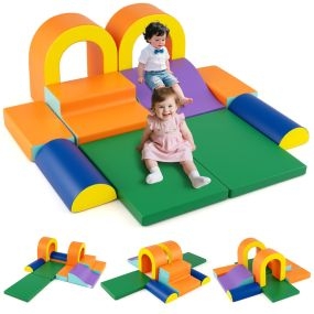 Bloques de Escalada de Espuma de 10 Piezas Gimnasio de Juego de Cuero Artificial Estructuras Livianas para Bebés para Gateo Escalada Naranja