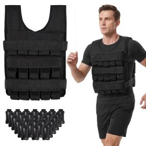Chaleco lastrado 30 kg con sacos de arena extraíbles y correas ajustables negro