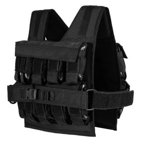 Chaleco lastrado 20 kg con bolsas de arena extraíbles y correas ajustables negro