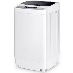 Lavadora 5,5L Automático Secado al Aire con Pantalla de LED 10 Programas Compacto para Lavandería Baño Blanco
