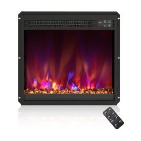 18” Inserción de Chimenea Eléctrica Calentador de Chimenea Empotrable de 1500W con Mando a Distancia Temporizador Termostato Negro