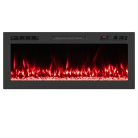 Chimenea eléctrica empotrable con efecto de llama multicolor y mando a distancia 750W/1500W negro