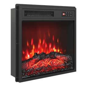 Chimenea eléctrica 46 cm 750W/1500W con mando, 7 colores de llama, 5 brillos, negro