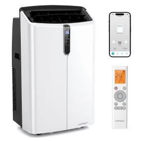 Aire Acondicionado Portátil 14000BTU 5 en 1 Frío Calor Deshumidificación Ventilación Sueño 3 Velocidades Temp 24H App Voz Táctil Remoto