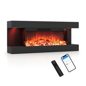 Chimenea Eléctrica Empotrable 40 Pulgadas Vista Triple Potencia de 750 W y 1500 W con Llama Multinivel 101,6 x 20,6 x 41,8 cm Negro