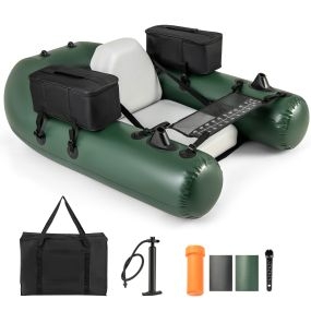 Tubo de pesca inflable con regla, 2 bolsillos, bomba, bolsa, hebillas y 3 cámaras camuflaje