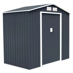 213x127x185cm Caja de Cobertizo de Jardín para Herramientas en Chapa de Acero Gris