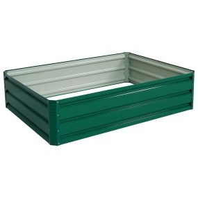 Cama elevada de jardín de acero sin fondo 120 x 90 x 30,5 cm verde oscuro