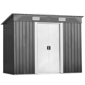 Cobertizo de Metal de Jardín Exterior con 2 Puertas Centímetros Caja de Almacenamiento Caseta de Herramienta 238 x 131 x 181 cm