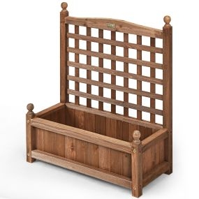 Maceta con enrejado de madera marrón oscuro 64,5 x 28 x 75 cm para plantas trepadoras