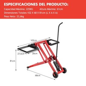Gato Elevador para Cortacésped con Gato Hidráulico Altura y Ancho Ajustables para Fácil Almacenamiento Operación Simple Carga 227 kg