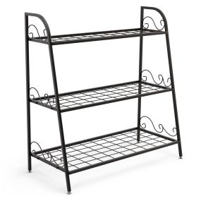Estante para plantas de metal 3 niveles negro 81 x 35 x 82 cm