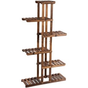 Estante Multinivel de Madera con 6 Niveles para Macetas para Interior Exterior Jardín Patio Salón y Balcón Natural 75 x 25 x 140 cm