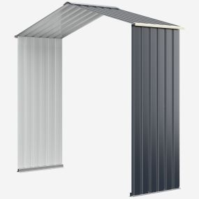 Caseta de Metal para Exterior Cobertizo con 4 Respiraderos Puertas Individuales Correderas Casita Organizador para Jardín-Principal + Extensión-213 x 127 x 195 cm