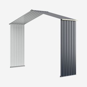 Caseta de Metal para Exterior Cobertizo con 4 Respiraderos Puertas Individuales Correderas Casita Organizador para Jardín-Principal + Extensión-277 x 191 x 202 cm