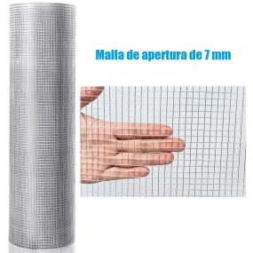 Red 0,9 m x 15 m con Hoyos de 7 x 7 mm para Gallinero y Plantas Plata 15 x 0,9 m