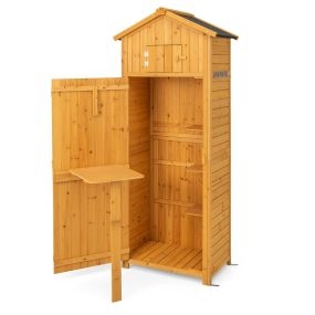 Cobertizo Jardín Armario de Almacenaje Exterior Puerta con Cerradura Mesa Plegable Ganchos Organizador de Herramientas 75 x 50 x 180,5 cm