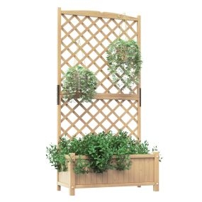 Jardinera Elevado con Caja de Cultivo y Orificios de Drenaje Macetero Vertical de Madera de Pie de 180 cm para Patio y Jardín Roble Blanco
