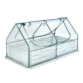 Cama de jardín elevada de 2 niveles con cubierta invernadero y ventanas enrollables 180 x 90 x 91 cm
