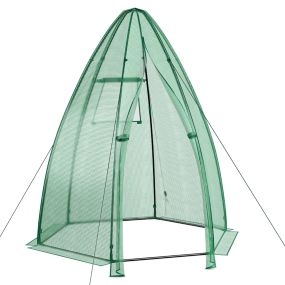 Mini Invernadero Portátil de Jardín con Cubierta de PE para Todo Clima Puerta Enrollable Ventana de Malla para Plantas 160 x 160 x 183 cm