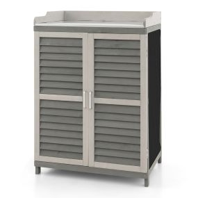 Caseta de Jardín de Madera Gabinete de Almacenamiento Exterior 2 Estantes Puerta Caseta de Herramientas Impermeable 67 x 47 x 100 cm Gris