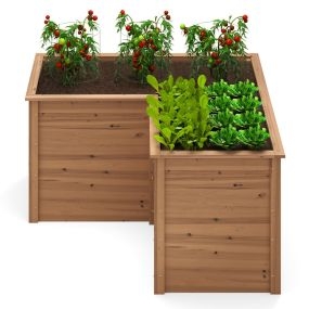 Macetero Elevado para Exteriores con Base Abierta en Forma de L 120 x 120 x 62 cm-Marrón