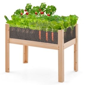 Jardinera elevada de madera con patas 50 L 75 x 46 x 61 cm natural