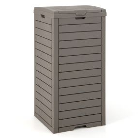 Cubo de Basura para Exteriores con Tapa y Bandeja Líquida Extraíble Contenedor Impermeable 40 x 40 x 86 cm -Marrón