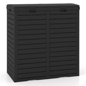 Bote de Basura Doble de 235 L con Bandeja para Líquidos y Tapas Escalonadas para Interiores y Exteriores 77 x 40 x 86 cm Negro