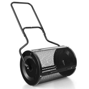 Esparcidor de Turba Abono de Metal con Pestillos Laterales Mejorados y Mango en Forma de U para Jardín Césped 68 x 41 x 123 cm Negro