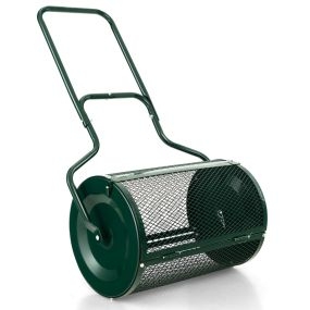 Esparcidor de Turba Abono de Metal con Pestillos Laterales Mejorados y Mango en Forma de U para Jardín Césped 68 x 41 x 123 cm Verde
