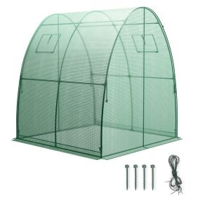 Invernadero portátil para exteriores con 2 puertas, 2 ventanas y bolsas laterales 181 x 181 x 200 cm verde