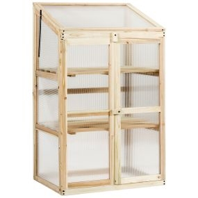 Mini invernadero de madera elevado de 3 niveles para macetas de exterior 60 x 45 x 100 cm