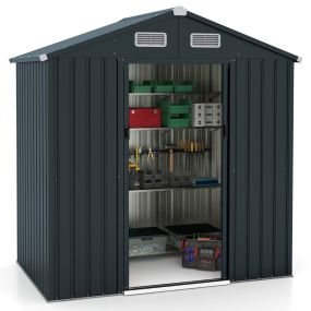 Casa de Herramientas de Utilidad Cobertizo de Almacenaje para Jardín con Techo Organizador de Gran Capacidad 192,5 x 129 x 196 cm Gris