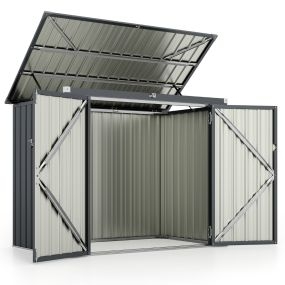 Cobertizo de Almacenamiento de Basura al Aire Libre de Jardín con Cerradura con Aberturas Dobles 2 Puertas Marco de Metal Galvanizado Gris
