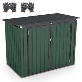 Cobertizo de Almacenamiento con Cerradura con Aberturas Dobles 2 Puertas Marco de Metal Galvanizado para Patio 172 x 95,5 x 130 cm Verde