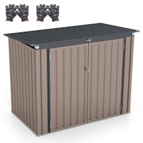 Cobertizo de Almacenamiento con Cerradura y Aberturas Dobles 2 Puertas Marco de Metal Galvanizado para Patio 172 x 95,5 x 130 cm Gris Claro